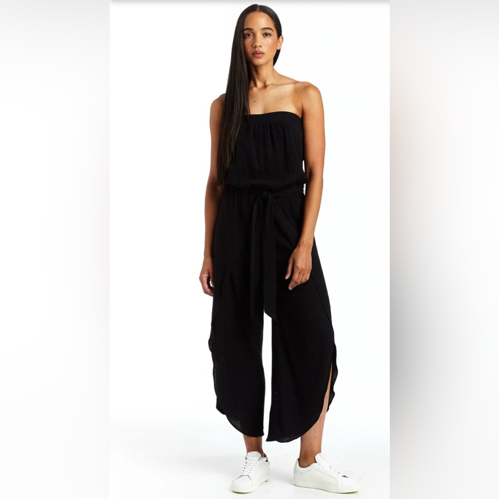 Women’s Anthropologie-Drew The Emerson Strapless Black Jumpsuit Size Medium